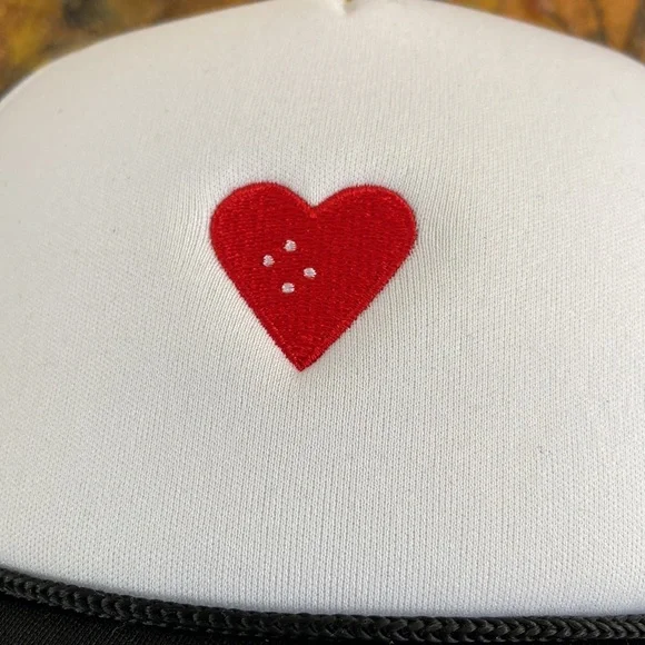 White and Black Trucker Hat with Red Embroidered Heart The Heart Supply Brand OS - Picture 3 of 4